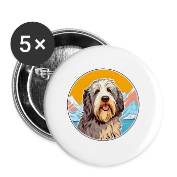 Katalanischer Schäferhund Hund Rasse Cartoon Kawaii Watercol - Buttons groß 56 mm (5er Pack) - Weiß - Vorne