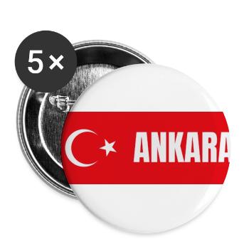 Ankara City in türkischer Flagge - Buttons groß 56 mm (5er Pack) - Weiß - Vorne