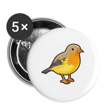 Finkenkarikatur Kawaii Aquarellillustration - Buttons groß 56 mm (5er Pack) - Weiß - Vorne
