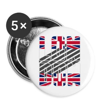 London England Vereinigtes Königreich Reise - Buttons groß 56 mm (5er Pack) - Weiß - Vorne