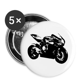 Motorrad - Buttons groß 56 mm (5er Pack) - Weiß - Vorne