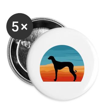 Alter kroatischer Windhund Hund Silhouette Retro Sonne - Buttons groß 56 mm (5er Pack) - Weiß - Vorne