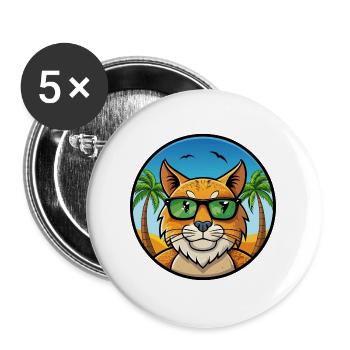 Eurasian Lynx Cat Breed Cartoon Sunglasses Beach - Buttons large 2.2''/56 mm (5-pack) - white - Front