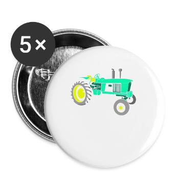 Traktor Trecker - Buttons groß 56 mm (5er Pack) - Weiß - Vorne