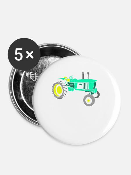 Traktor Trecker - Buttons groß 56 mm (5er Pack) - Weiß