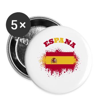 Espana Espagne drapeau espagnol drapeau drapeau - Lot de 5 grands badges (56 mm) - blanc - Devant