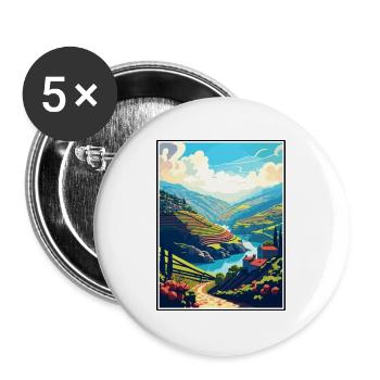 Douro-Tal Portugal Vintage Reiseposter WPA - Buttons groß 56 mm (5er Pack) - Weiß - Vorne