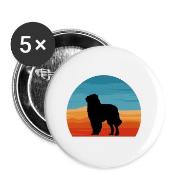 Karpaten Schäferhund Silhouette Retro Sonnenuntergang - Buttons groß 56 mm (5er Pack) - Weiß - Vorne