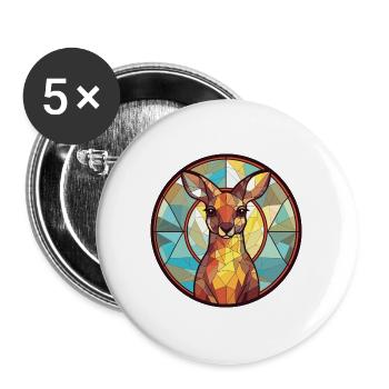 Känguru Buntes Aquarell Tier Illustration - Buttons groß 56 mm (5er Pack) - Weiß - Vorne