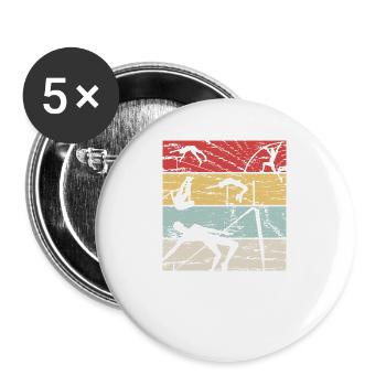 Hochsprung Retro - Buttons groß 56 mm (5er Pack) - Weiß - Vorne