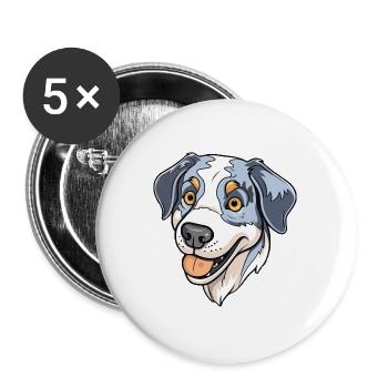 Moskauer Wachhund Rasse Cartoon Kawaii Illustrat - Buttons groß 56 mm (5er Pack) - Weiß - Vorne