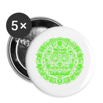 Techno Music Logo - Buttons large 2.2''/56 mm (5-pack) - white - Front