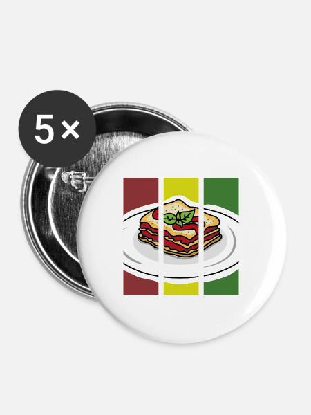 Ofenfrische Lasagne Käsekruste - Buttons groß 56 mm (5er Pack) - Weiß