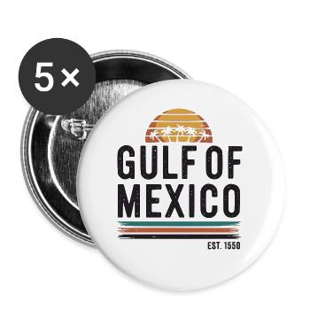 Golf von Mexiko Ozeanisches Becken Touristenattraktion Reisen - Buttons groß 56 mm (5er Pack) - Weiß - Vorne