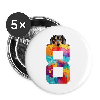 DOG 8 YEAR OLD DACHSHUND 8TH BIRTHDAY - Buttons large 2.2''/56 mm (5-pack) - white - Front
