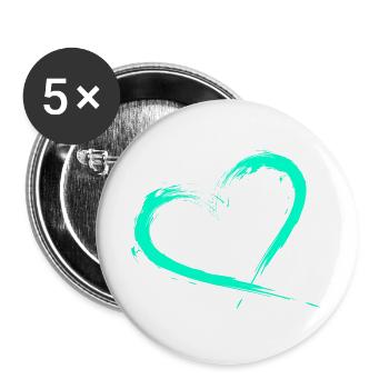 Herz Design Türkis Vektor neu - Buttons groß 56 mm (5er Pack) - Weiß - Vorne