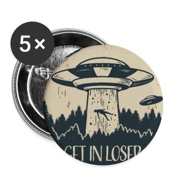 OVNI extraterrestre Drôle de cadeau spatial - Lot de 5 grands badges (56 mm) - blanc - Devant