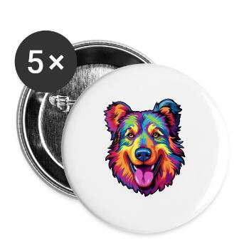 Karpaten-Schäferhund-Rasse-Cartoon Kawaii-Abb. - Buttons groß 56 mm (5er Pack) - Weiß - Vorne