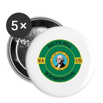 South Hill Washington Flagge USA Souvenir Abzeichen - Buttons groß 56 mm (5er Pack) - Weiß - Vorne