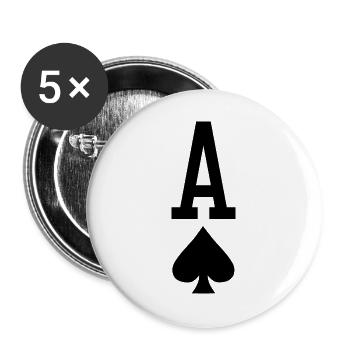 Poker Playing Card - Ace of Spades - Buttons large 2.2''/56 mm (5-pack) - white - Front