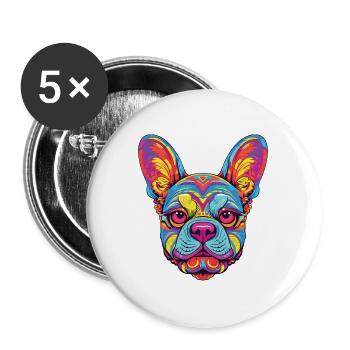 Bunter Hund Buntes Aquarell Tier Cartoon - Buttons groß 56 mm (5er Pack) - Weiß - Vorne