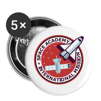 Space Academy International rote Farbe Vintage - Buttons groß 56 mm (5er Pack) - Weiß - Vorne