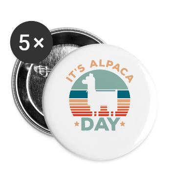 Es ist Alpakatag Llama Alpakaflüsterer Bauernhofti - Buttons groß 56 mm (5er Pack) - Weiß - Vorne