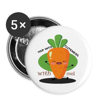 "Hüpf mit mir in die Niedlichkeit!" - Buttons groß 56 mm (5er Pack) - Weiß - Vorne