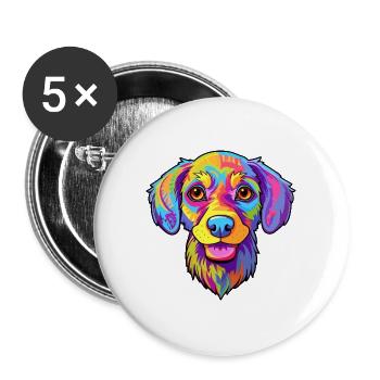Skandinavische Hunderasse Cartoon Kawaii Illustration - Buttons groß 56 mm (5er Pack) - Weiß - Vorne