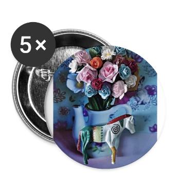 Bunter Pony - Buttons groß 56 mm (5er Pack) - Weiß - Vorne