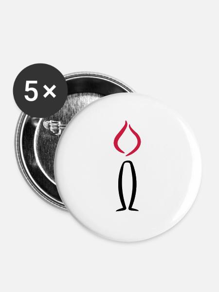 Kerze - Buttons groß 56 mm (5er Pack) - Weiß