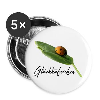 Glückskäferchen Marienkäfer Glücksbringer - Buttons groß 56 mm (5er Pack) - Weiß - Vorne