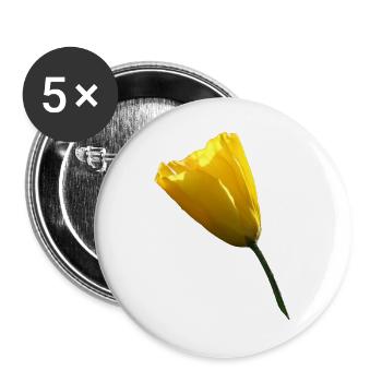 gelber Mohn Klatschmohn Mohnblume - Buttons groß 56 mm (5er Pack) - Weiß - Vorne