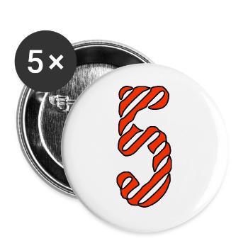 5. 5 JAHRE. 5-JÄHRIGES JUBILÄUM. 5-JÄHRIGES JUBILÄUM. 5. - Buttons groß 56 mm (5er Pack) - Weiß - Vorne