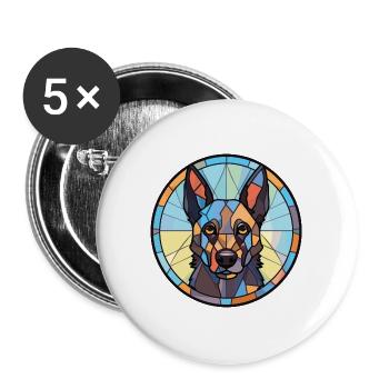 Belgischer Schäferhund Groenendael Hunderasse Aquarell - Buttons groß 56 mm (5er Pack) - Weiß - Vorne