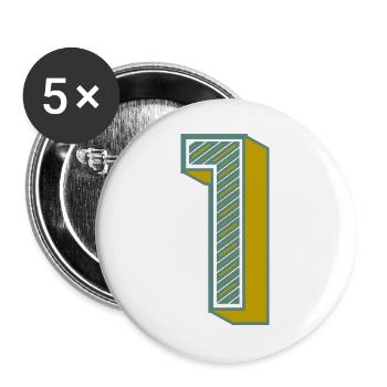 1. 1 JAHR. 1. JAHRESTAG. 1 JAHR GEBURTSTAG - Buttons groß 56 mm (5er Pack) - Weiß - Vorne