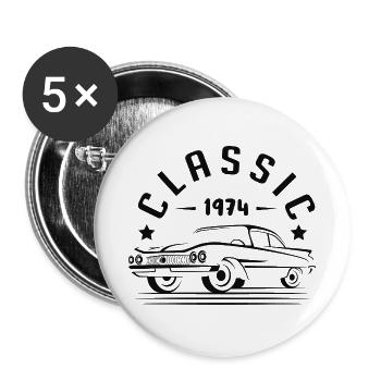 Klassisch 1974. - Buttons groß 56 mm (5er Pack) - Weiß - Vorne