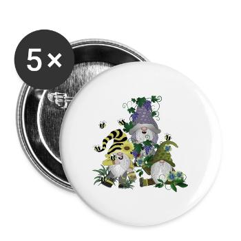 Wichtel Zwerge Gnome Kobold - Buttons groß 56 mm (5er Pack) - Weiß - Vorne