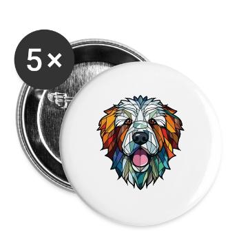 Pyrenäen-Schäferhund-Rasse buntes Aquarell - Buttons groß 56 mm (5er Pack) - Weiß - Vorne