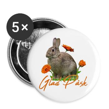 glad pask Frohe Ostern - Buttons groß 56 mm (5er Pack) - Weiß - Vorne