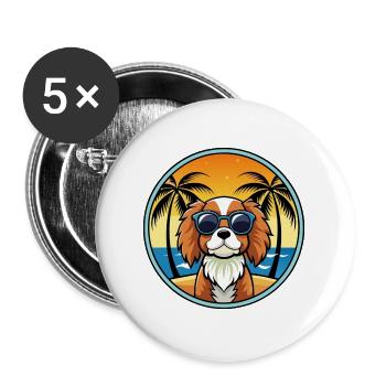 Cavalier King Charles Spaniel Race Chien Dessin animé - Lot de 5 grands badges (56 mm) - blanc - Devant