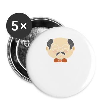 Opa Großvater - Buttons groß 56 mm (5er Pack) - Weiß - Vorne