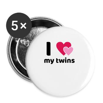 Ich Liebe Meine Zwillinge Mama Mutter Zwillingen - Buttons groß 56 mm (5er Pack) - Weiß - Vorne