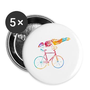 Eleganter Kunstradfahrer Wettkampf - Buttons groß 56 mm (5er Pack) - Weiß - Vorne