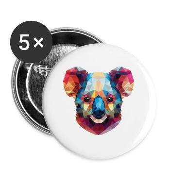 Koala buntes Aquarell Tier Haustier Illustration - Buttons groß 56 mm (5er Pack) - Weiß - Vorne