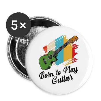 Gitarre - Buttons groß 56 mm (5er Pack) - Weiß - Vorne