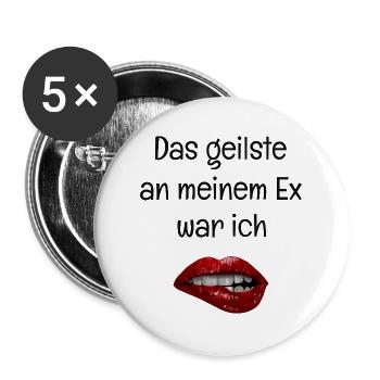 Das Geilste an meinem Ex war ich - Rote Lippen - Buttons groß 56 mm (5er Pack) - Weiß - Vorne