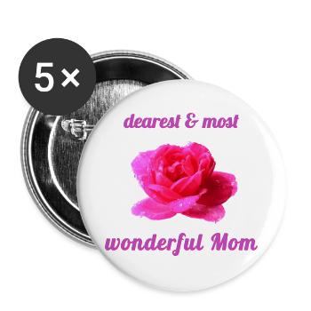 Muttertag Mutter Mama - Buttons groß 56 mm (5er Pack) - Weiß - Vorne