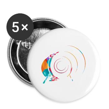 Treibender Bass Dschungelparty - Buttons groß 56 mm (5er Pack) - Weiß - Vorne