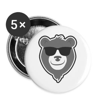 Hubärt der Bär - Cooler Bär mit Sonnenbrille - Buttons groß 56 mm (5er Pack) - Weiß - Vorne